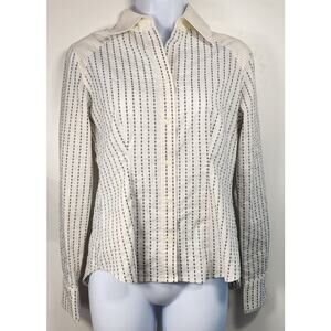 Debbie Shuchat Button Up Blouse Striped Fitted Career Y2K‎ Blouse 6